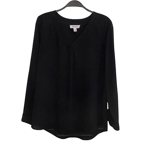 NINE WEST Tunic Top V-Neck Pullover Style in Black Oversized S fits like Medium - Picture 2 of 8